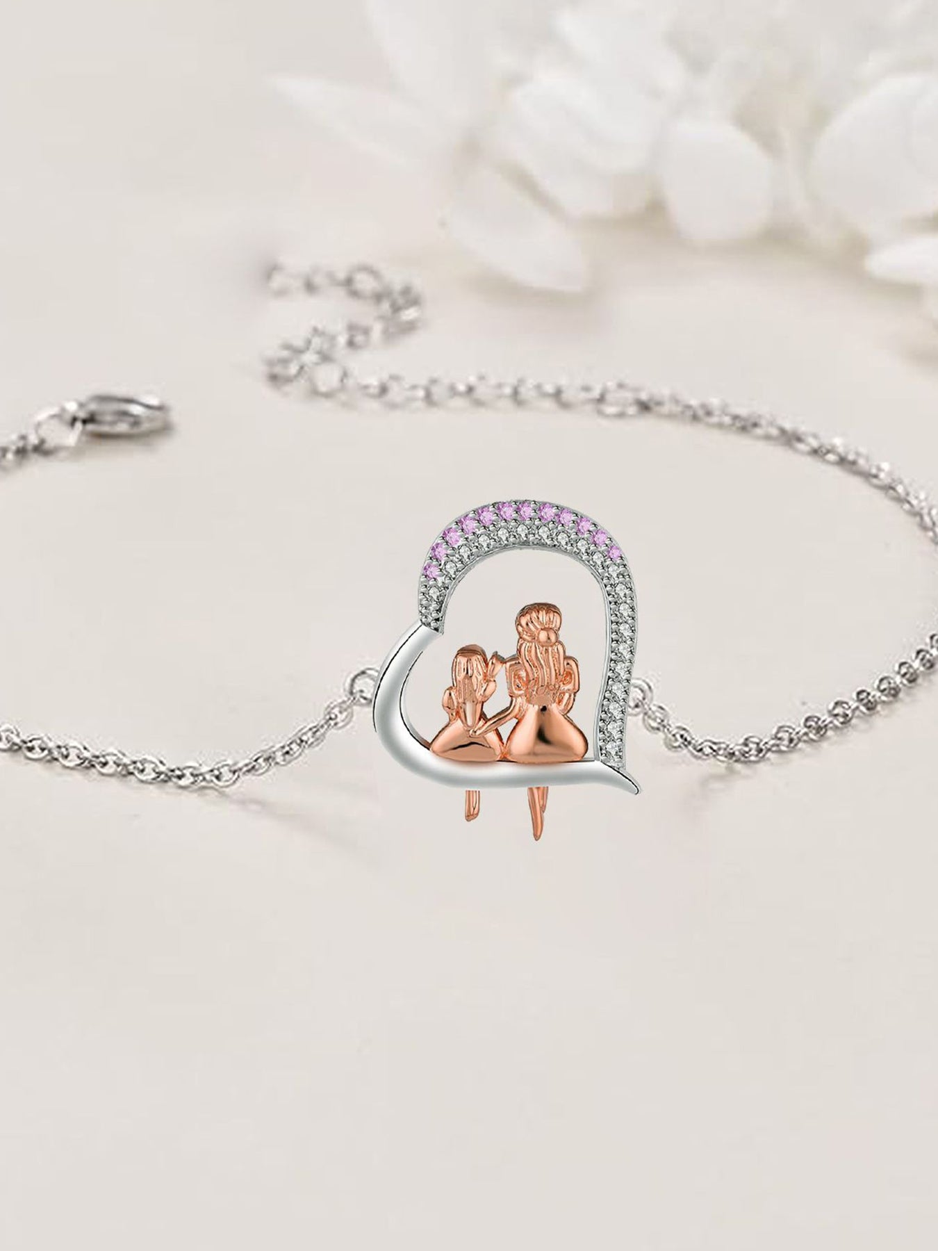 Heart Shaped Bracelet, Fashionable Rhinestone Decor Jewelry for Women & Girls, Trendy All-match & Exquisite Jewelry for Birthday Gift