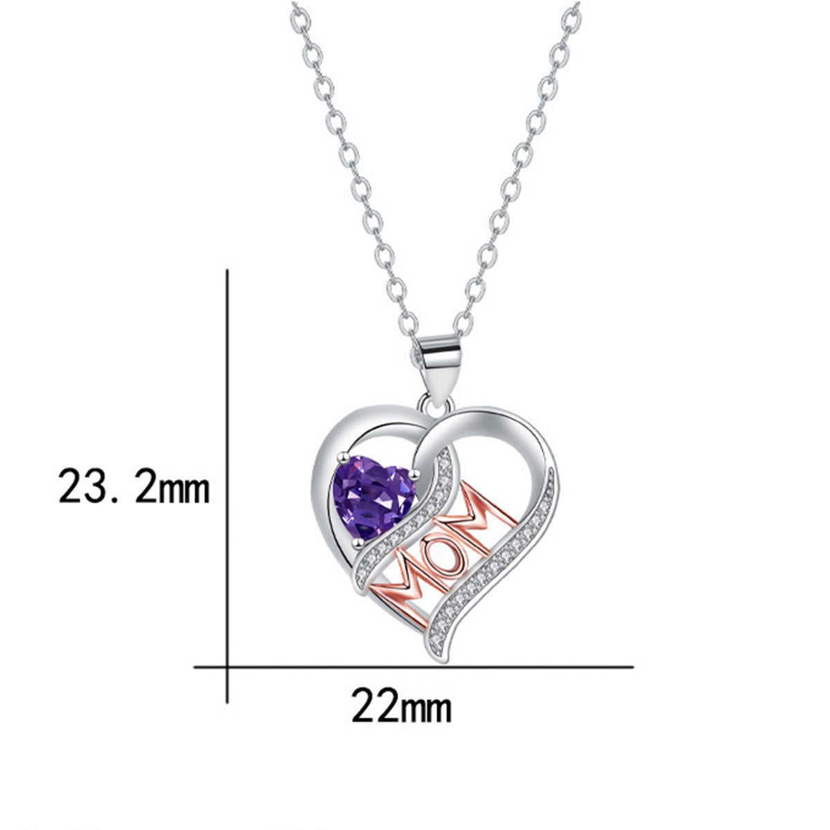 Copper With Silver/Rosegold Plated Heart Pendant Necklace