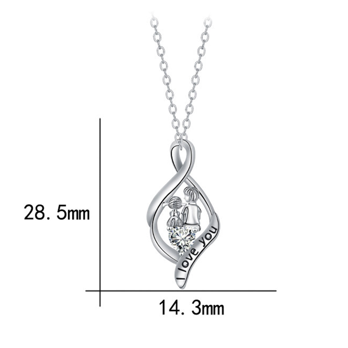 Copper With Silver Plated Love Pendant Necklace