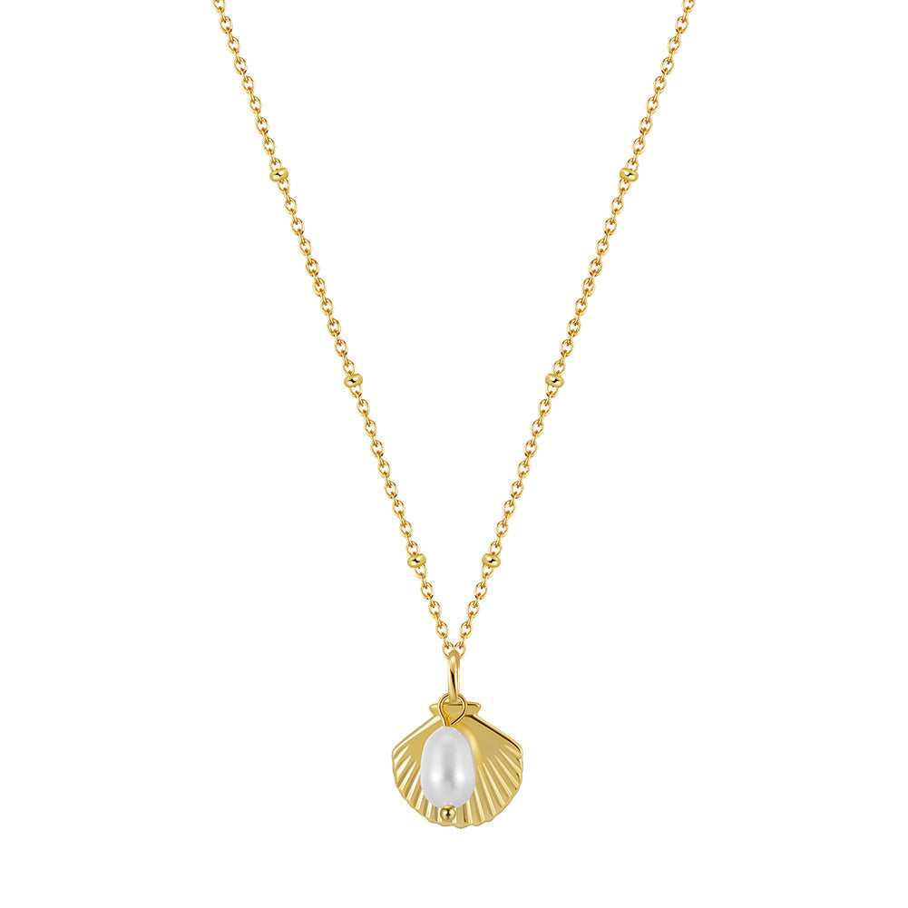 925 Sterling Silver Natural Pearl Necklace Fashion Jewelry Gift for Women Girls