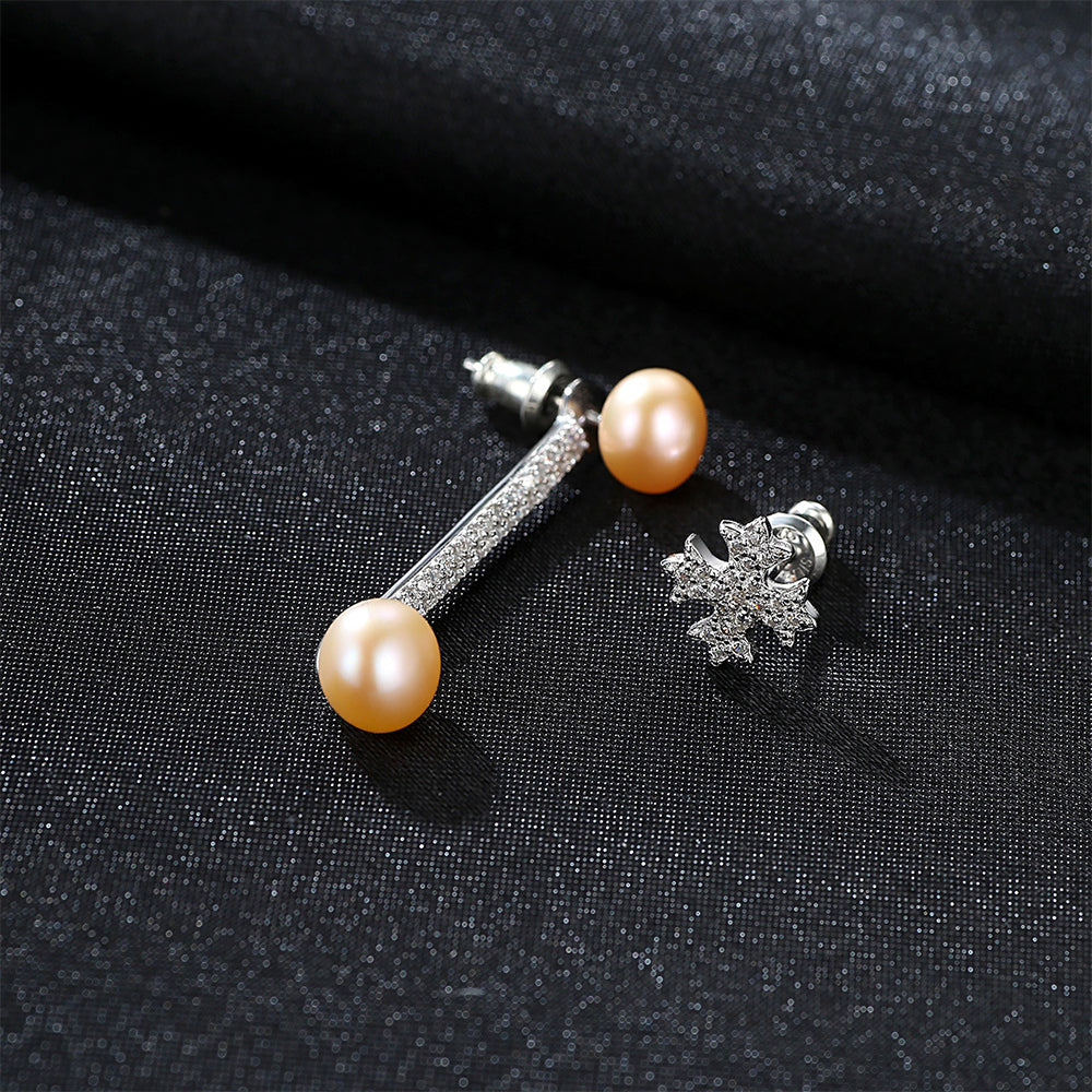 Pendientes colgantes de perla natural de plata de ley 925, joyería de moda, regalo para mujeres y niñas.