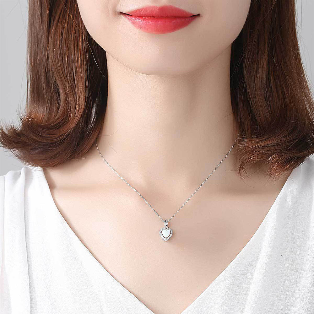 925 Sterling Silver Heart Necklace Fashion Jewelry Gift for Women Girls