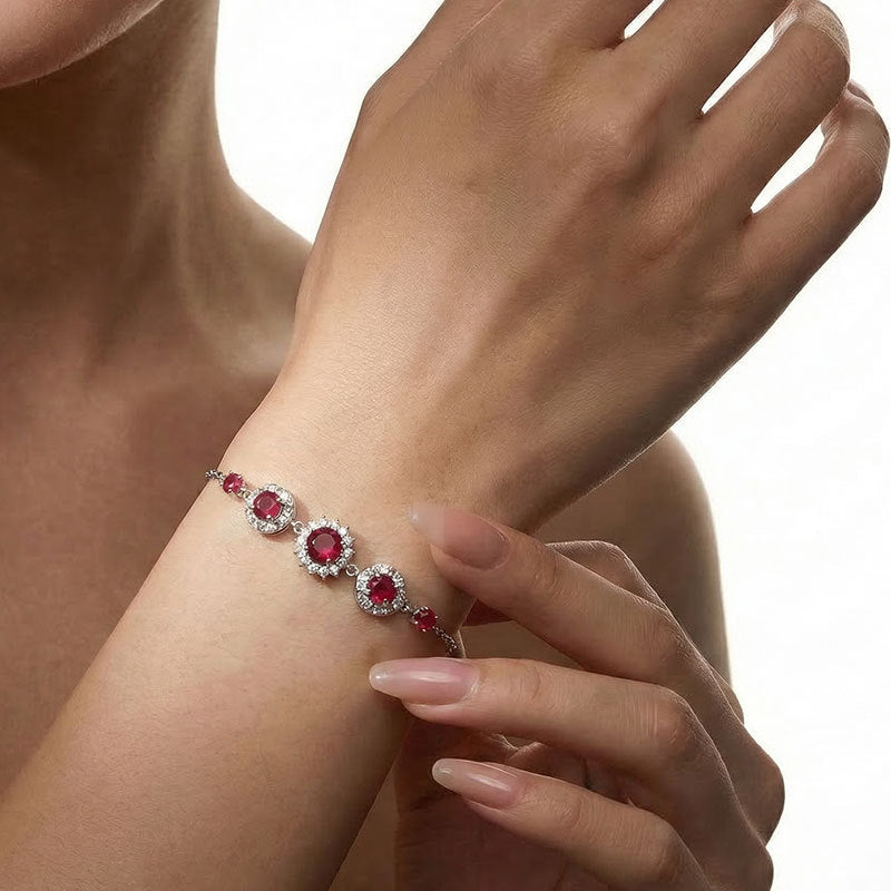 925 Sterling Silver Fashion Color Stones Bracelet
