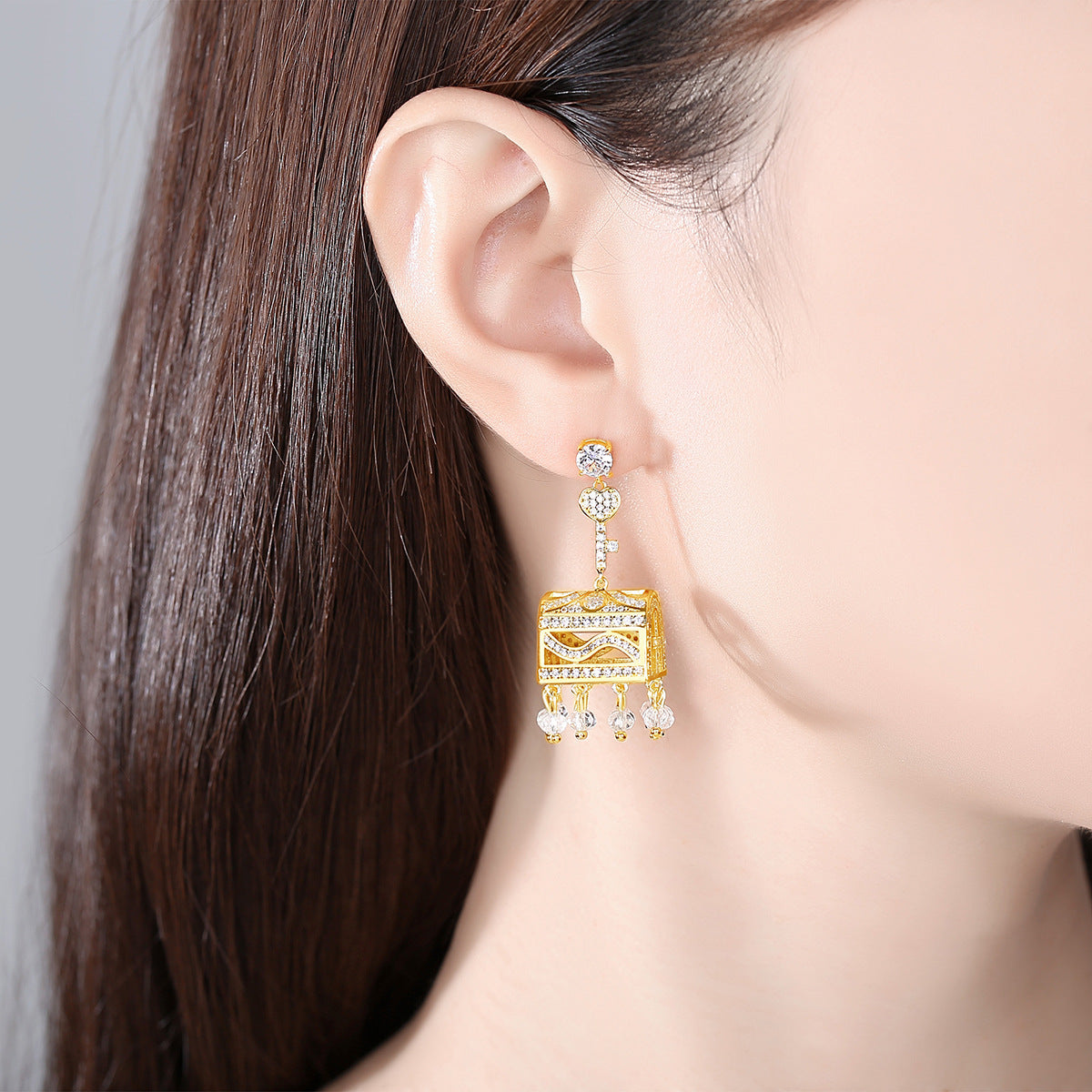 Copper With Gold Plated Fashion Jewelry Earrings