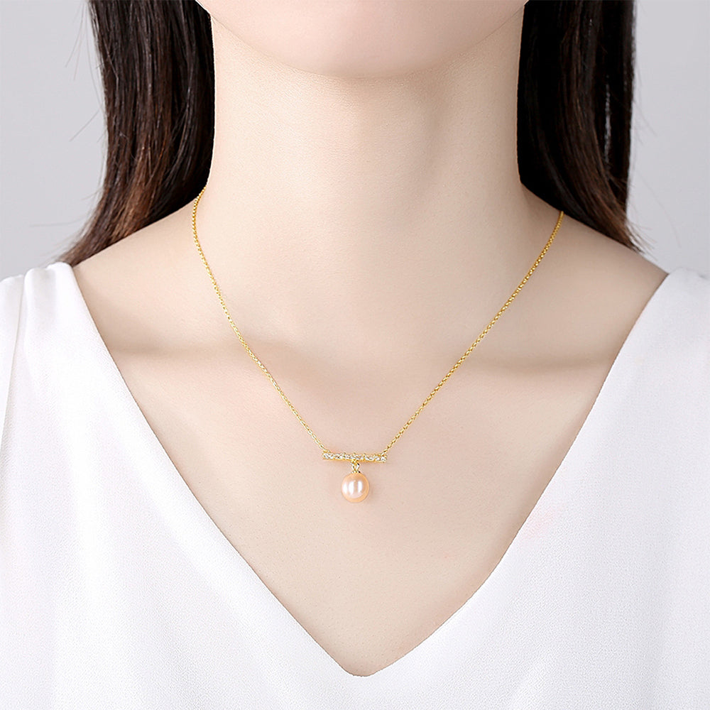 925 Sterling Silver Natural Pearl Drop Necklace Fashion Jewelry Gift for Women Girls