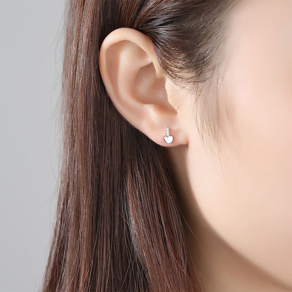 925 Sterling Silver Heart Earrings Fashion Jewelry Gift for Women Girls