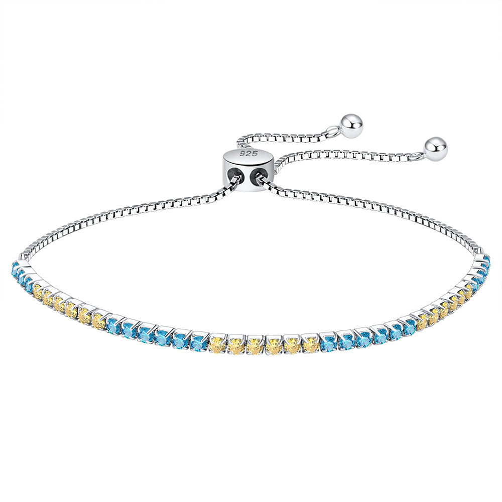 925 Sterling Silver 2mm Tennis Adjustable Bracelet