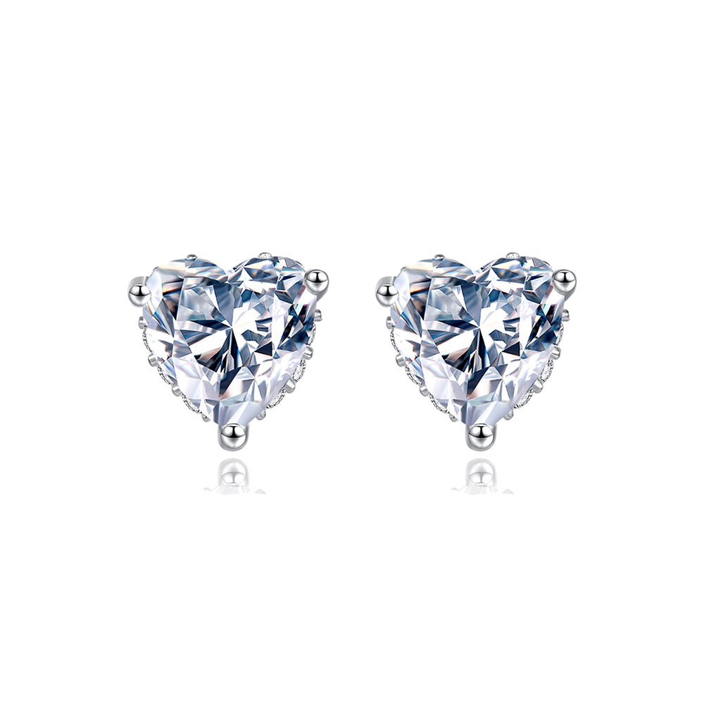 925 Sterling Silver Heart Earrings Fashion Jewelry Gift for Women Girls