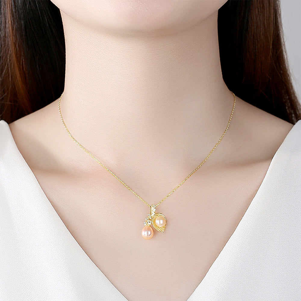 925 Sterling Silver Natural Pearl Drop Necklace Fashion Jewelry Gift for Women Girls
