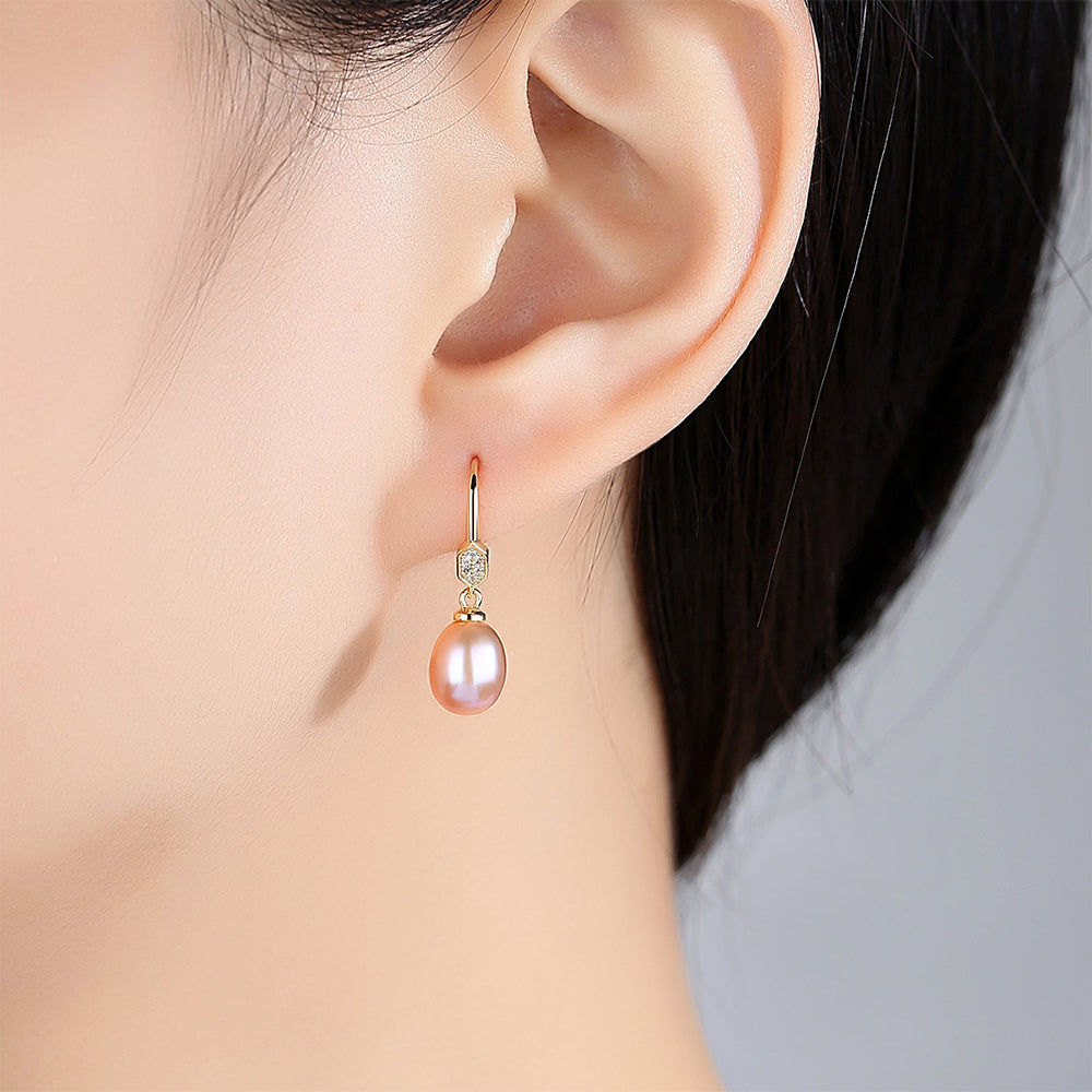 Pendientes colgantes de perla natural de plata de ley 925, joyería de moda, regalo para mujeres y niñas.