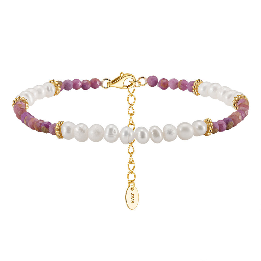 925 Sterling Silver Pearl Bracelet Fashion Jewelry Gift for Women Girls