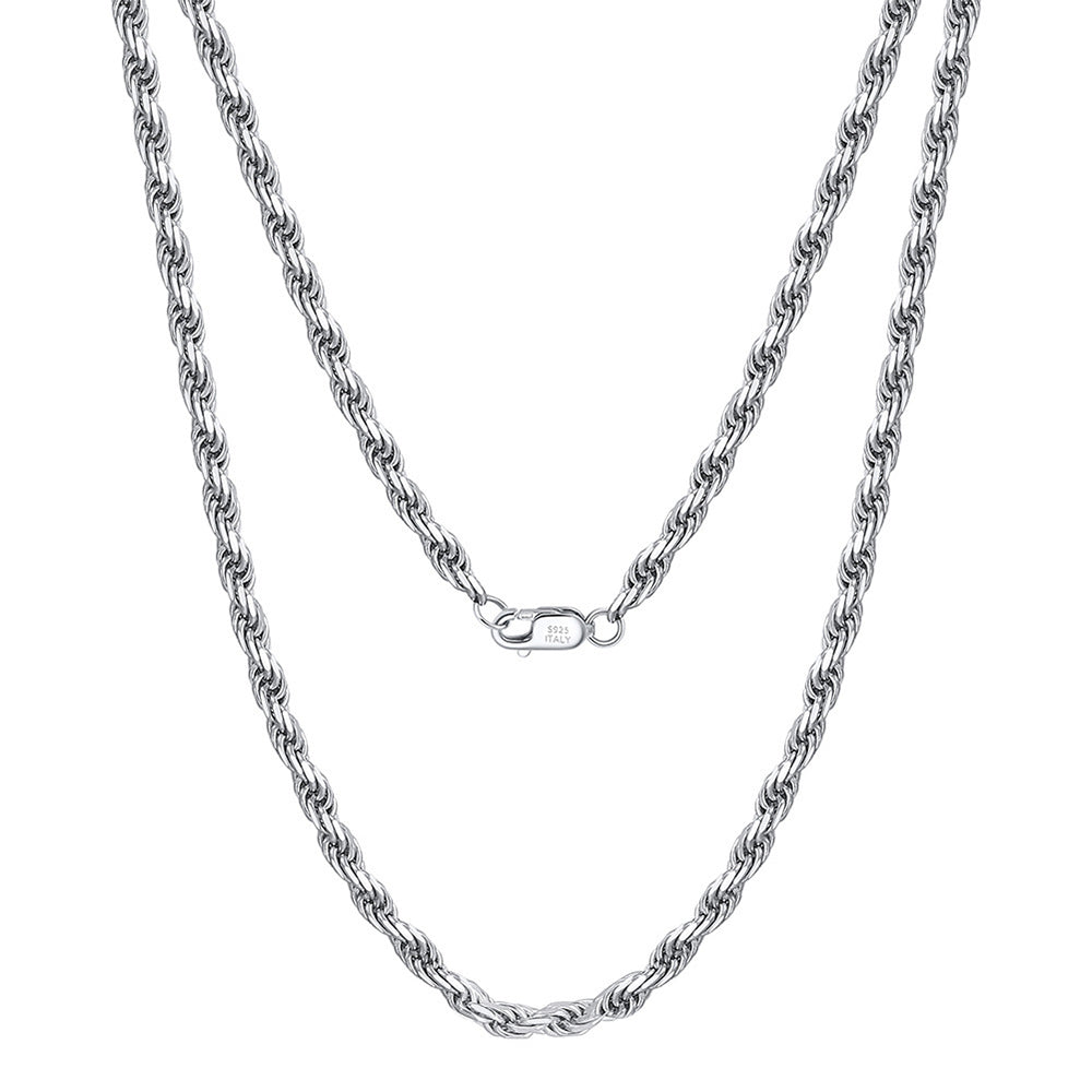 925 Sterling Silver Rope Chain 1.2mm 1.5mm 1.7mm 2.3mm 3.3mm