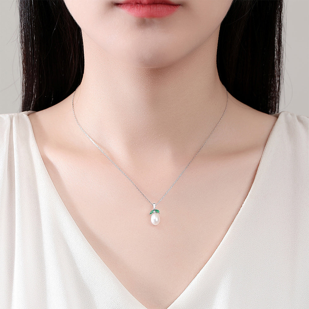 925 Sterling Silver Natural Pearl Drop Necklace Fashion Jewelry Gift for Women Girls