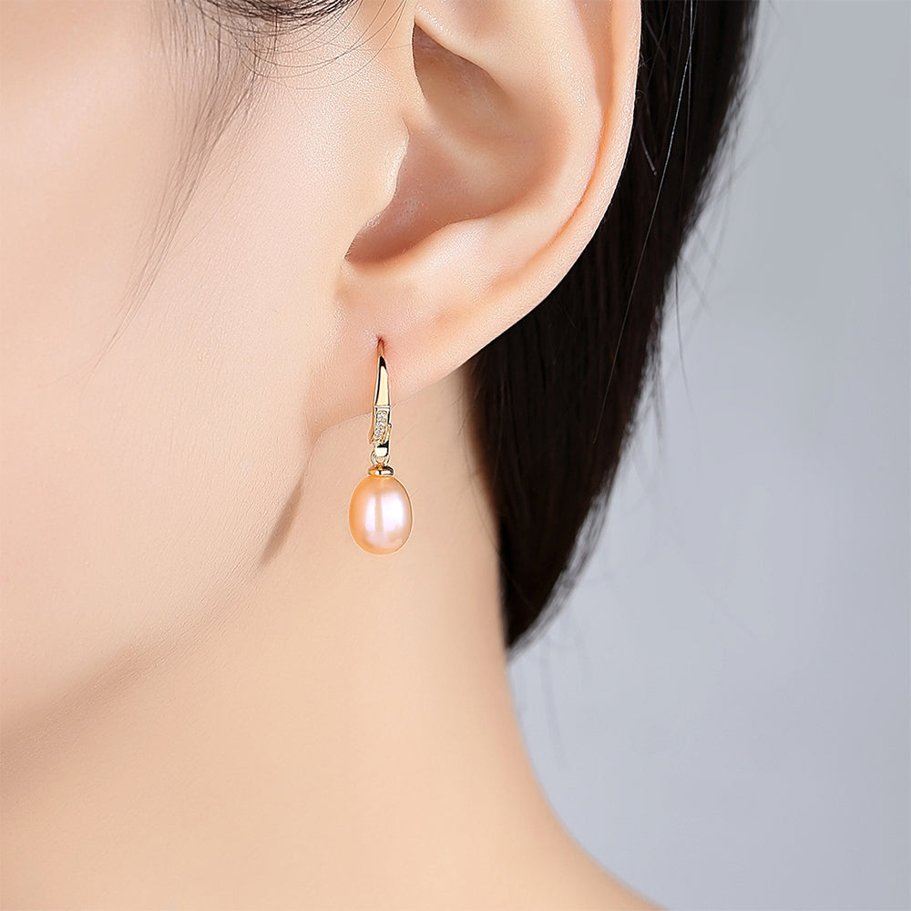 925 Sterling Silver Natural Pearl Drop Earrings Fashion Jewelry Gift for Women Girls