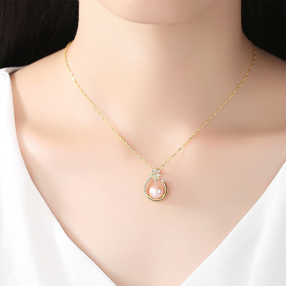 925 Sterling Silver Natural Pearl Drop Necklace Fashion Jewelry Gift for Women Girls