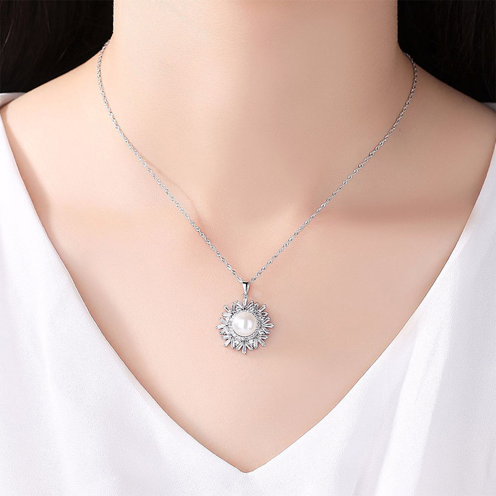 925 Sterling Silver Natural Pearl Drop Necklace Fashion Jewelry Gift for Women Girls