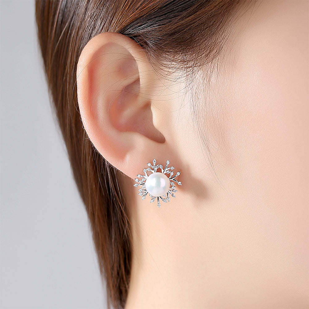 925 Sterling Silver Natural Pearl Drop Earrings Fashion Jewelry Gift for Women Girls