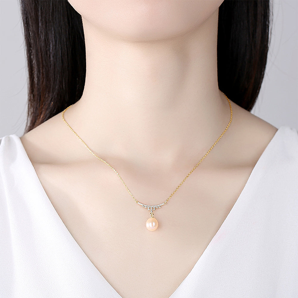 925 Sterling Silver Natural Pearl Drop Necklace Fashion Jewelry Gift for Women Girls