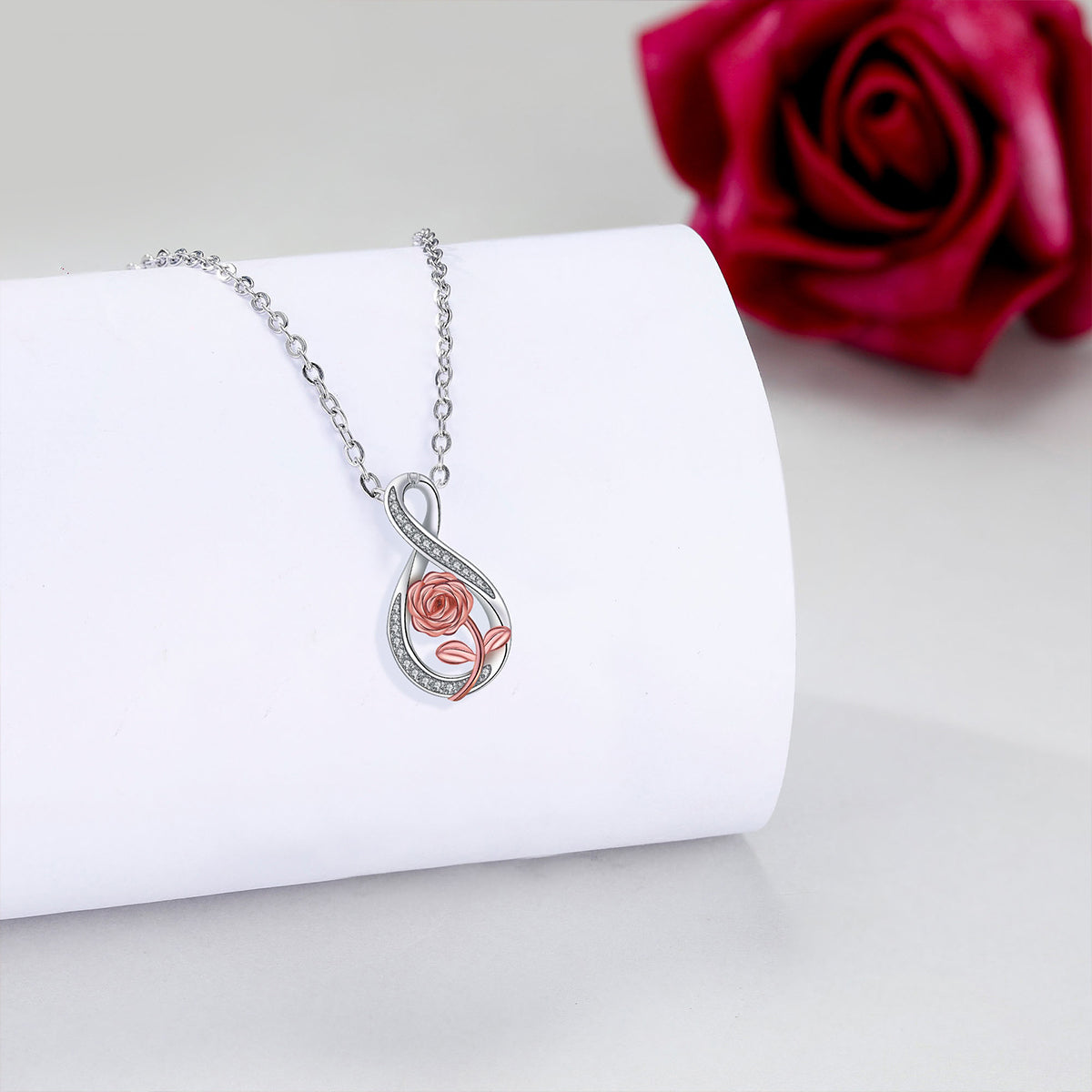 Copper With Silver/Rosegold Plated Love Pendant Necklace
