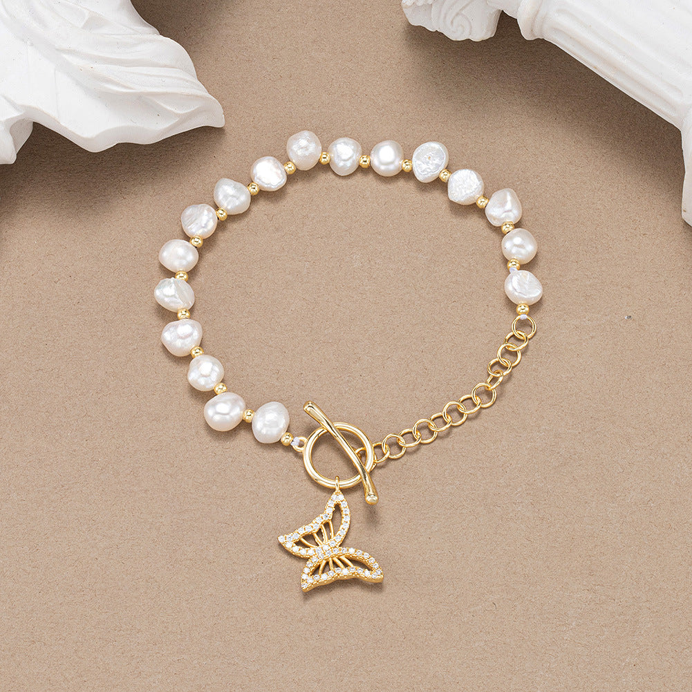 925 Sterling Silver Pearl Bracelet Fashion Jewelry Gift for Women Girls