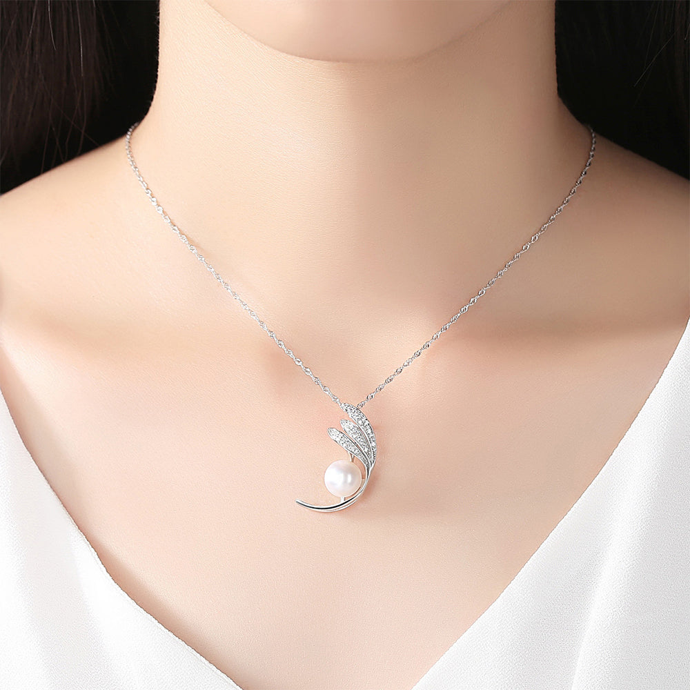 925 Sterling Silver Natural Pearl Drop Necklace Fashion Jewelry Gift for Women Girls