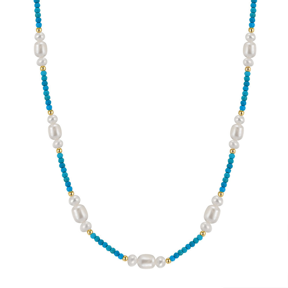 925 Sterling Silver Natural Pearl Necklace Fashion Jewelry Gift for Women Girls