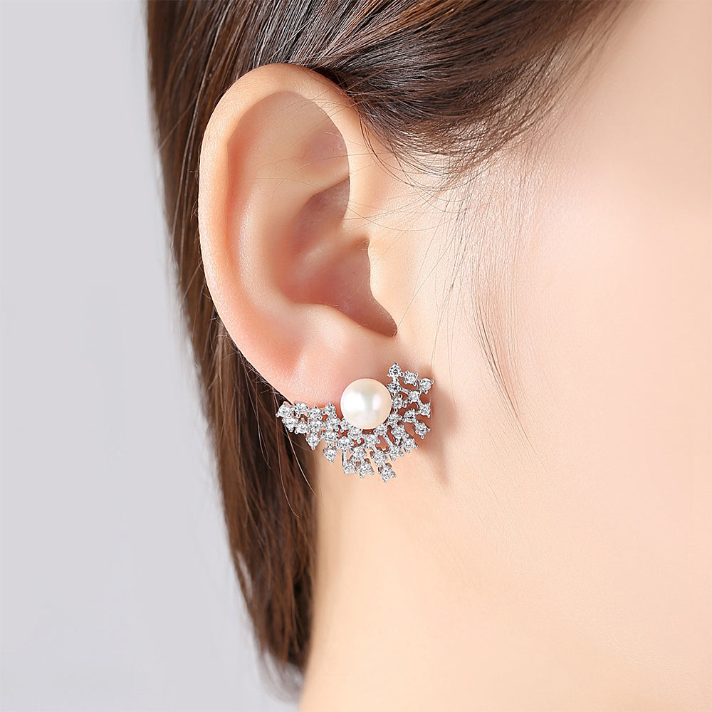 925 Sterling Silver Natural Pearl Drop Earrings Fashion Jewelry Gift for Women Girls