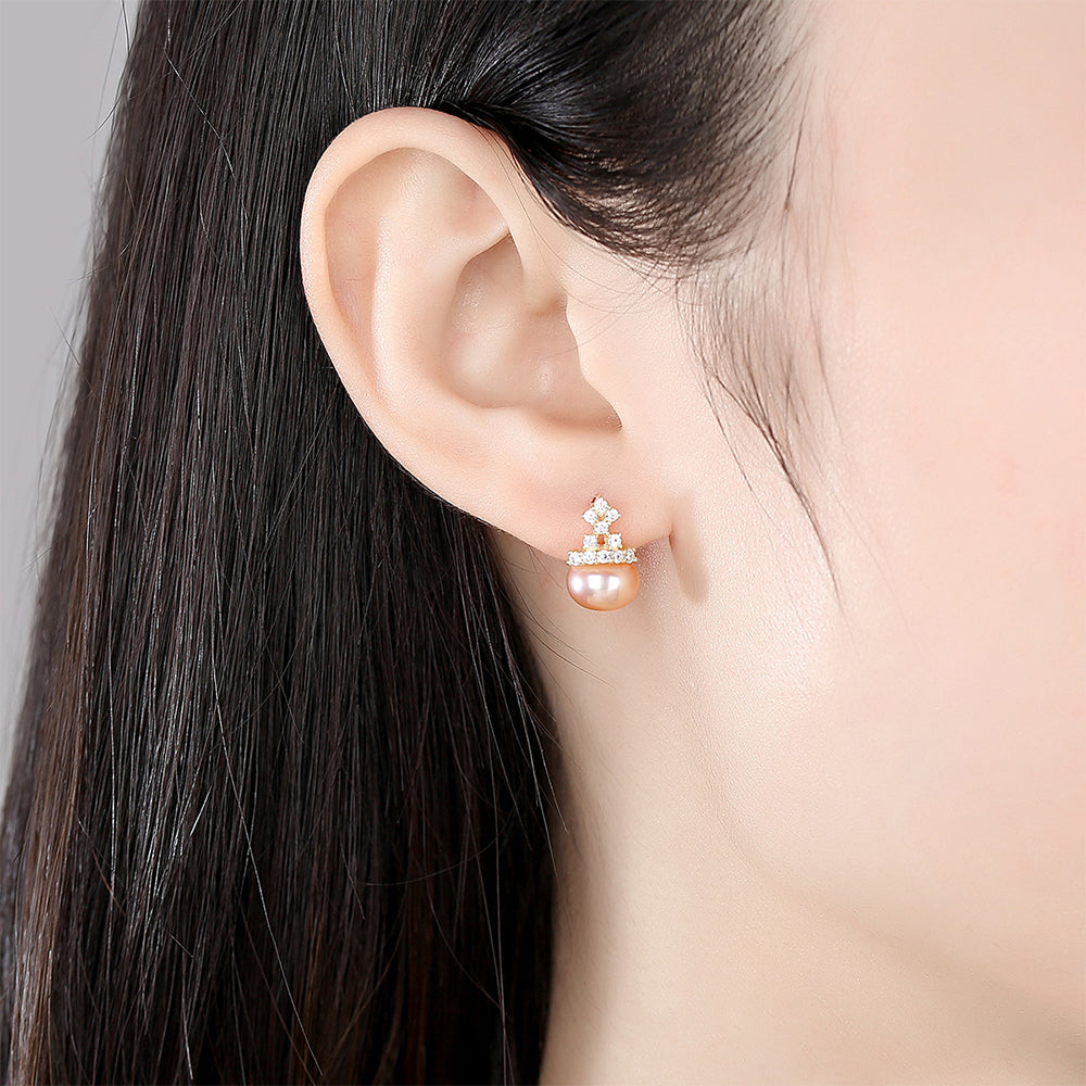 925 Sterling Silver Natural Pearl Drop Earrings Fashion Jewelry Gift for Women Girls