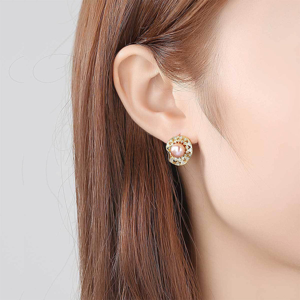 925 Sterling Silver Natural Pearl Drop Earrings Fashion Jewelry Gift for Women Girls