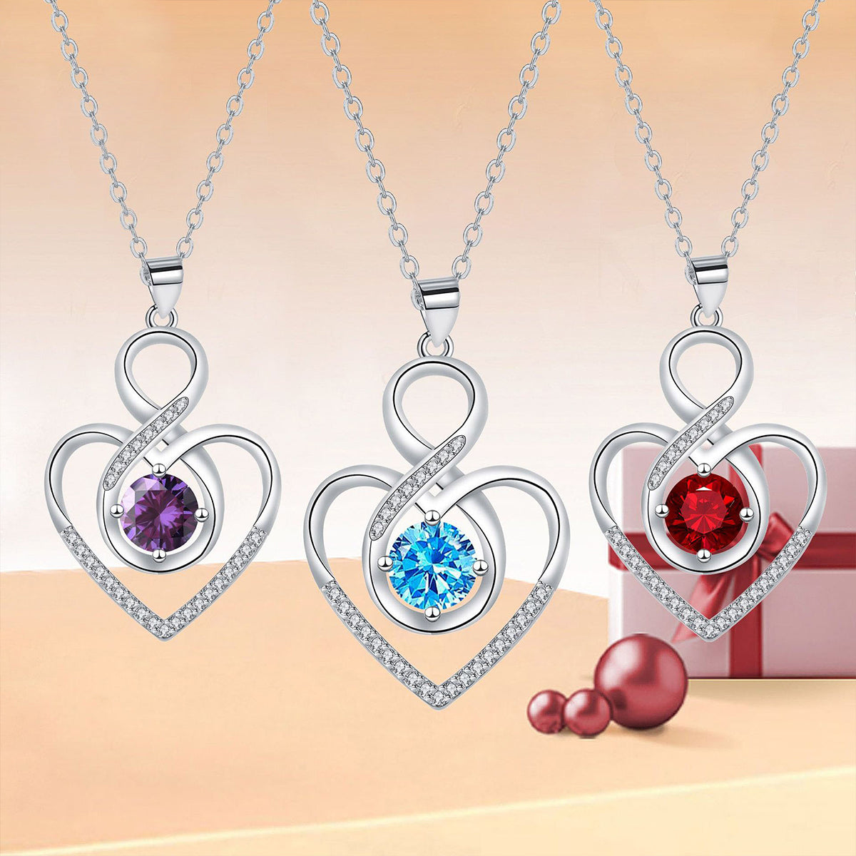 Copper With Silver Plated Heart Infinity Pendant Necklace