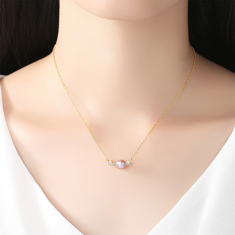 925 Sterling Silver Natural Pearl Drop Necklace Fashion Jewelry Gift for Women Girls