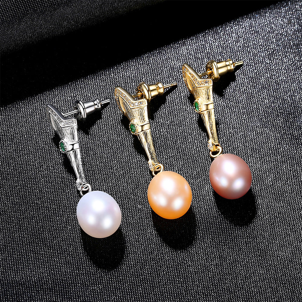925 Sterling Silver Natural Pearl Drop Earrings Fashion Jewelry Gift for Women Girls