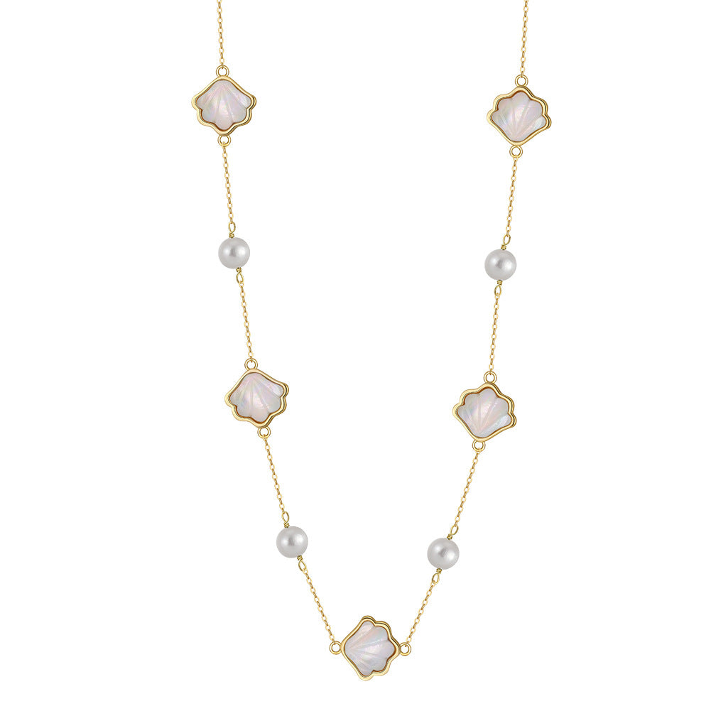 925 Sterling Silver Natural Pearl Necklace Fashion Jewelry Gift for Women Girls