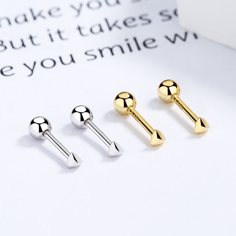 925 Sterling Silver Triangle Screw Back Stud Earrings