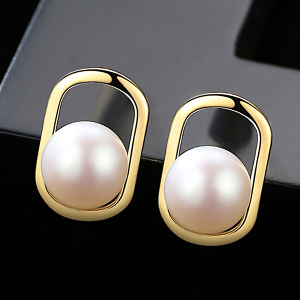 925 Sterling Silver Natural Pearl Drop Stud Earrings Fashion Jewelry Gift for Women Girls