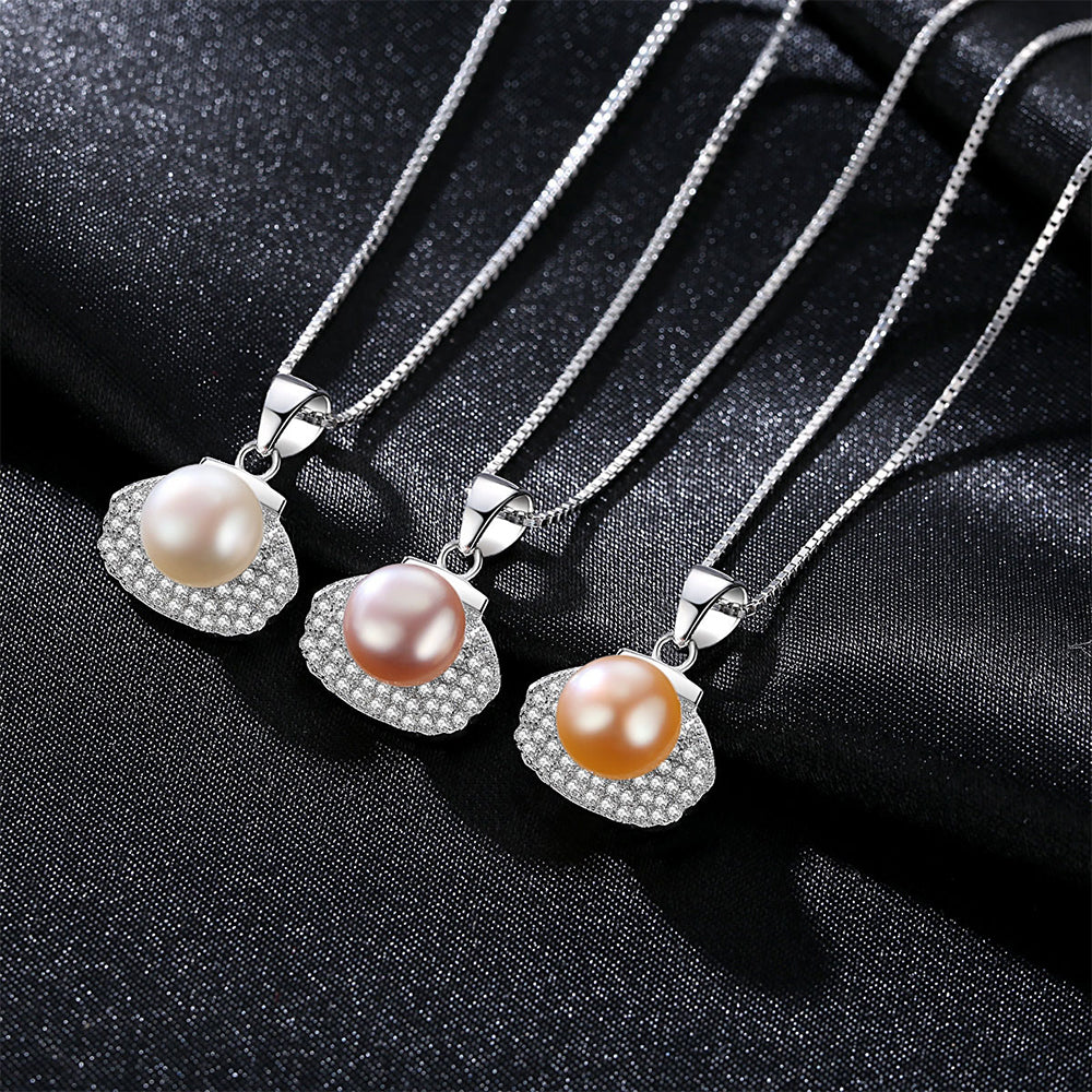 925 Sterling Silver Natural Pearl Drop Necklace Fashion Jewelry Gift for Women Girls