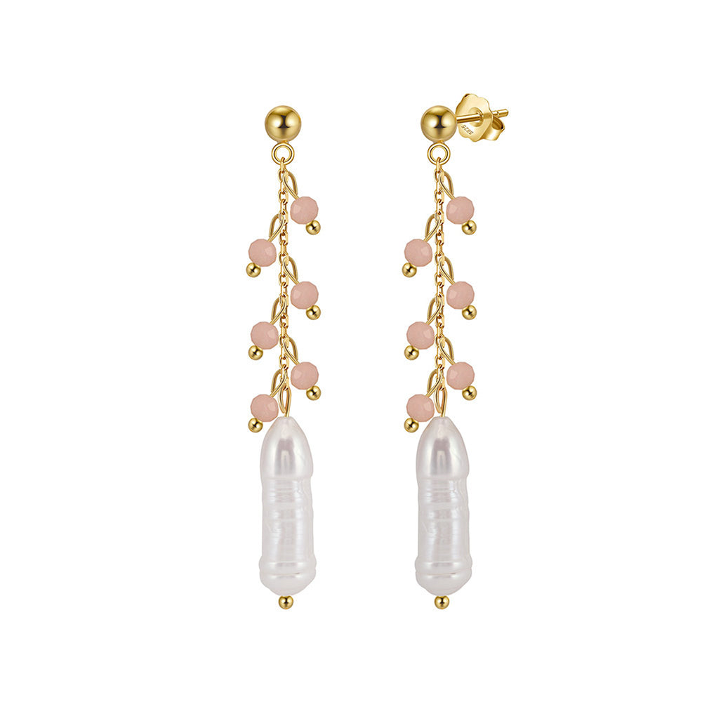925 Sterling Silver Natural Pearl Earrings Fashion Jewelry Gift for Women Girl