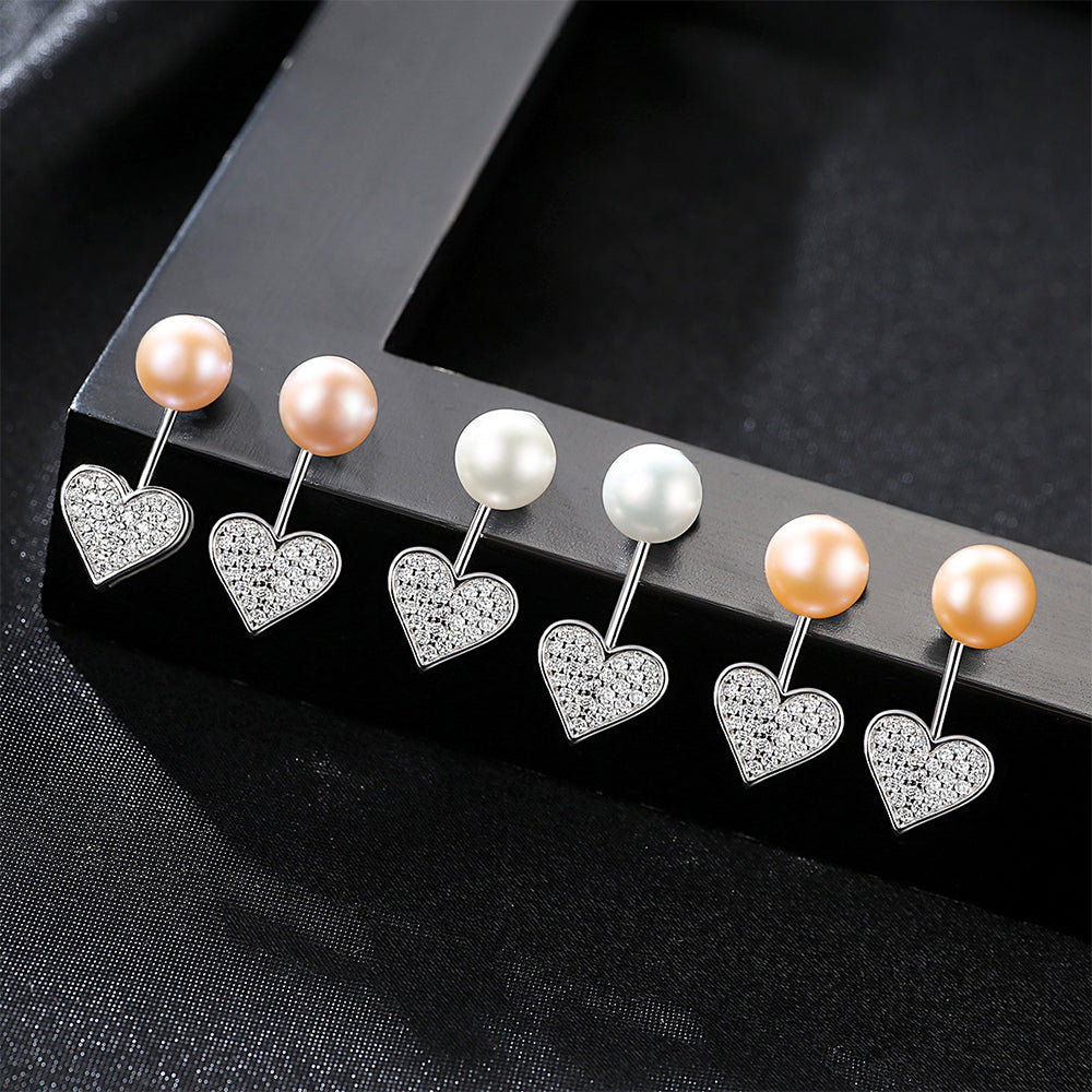 925 Sterling Silver Natural Pearl Long Drop Earrings Fashion Jewelry Gift for Women Girls