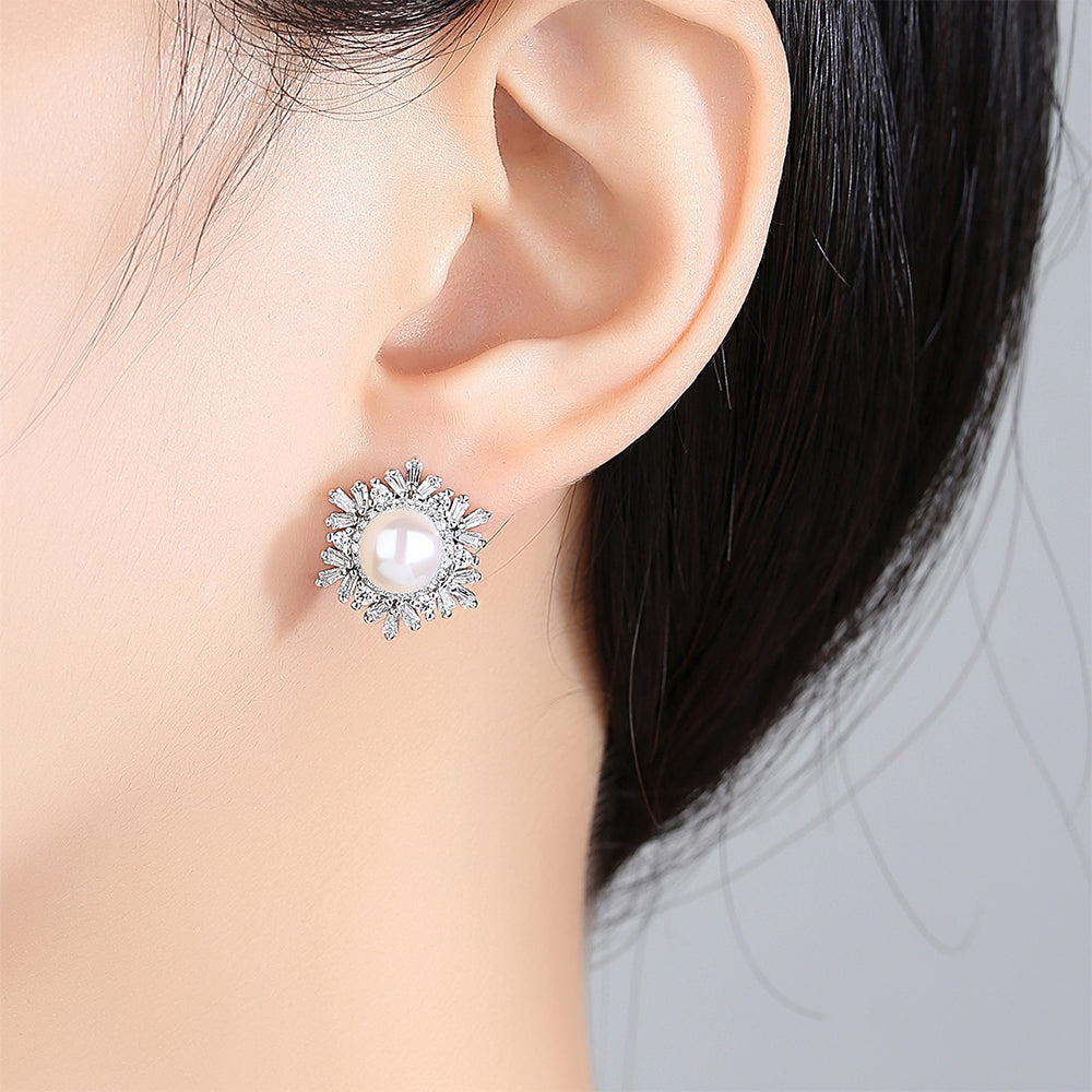925 Sterling Silver Natural Pearl Drop Earrings Fashion Jewelry Gift for Women Girls