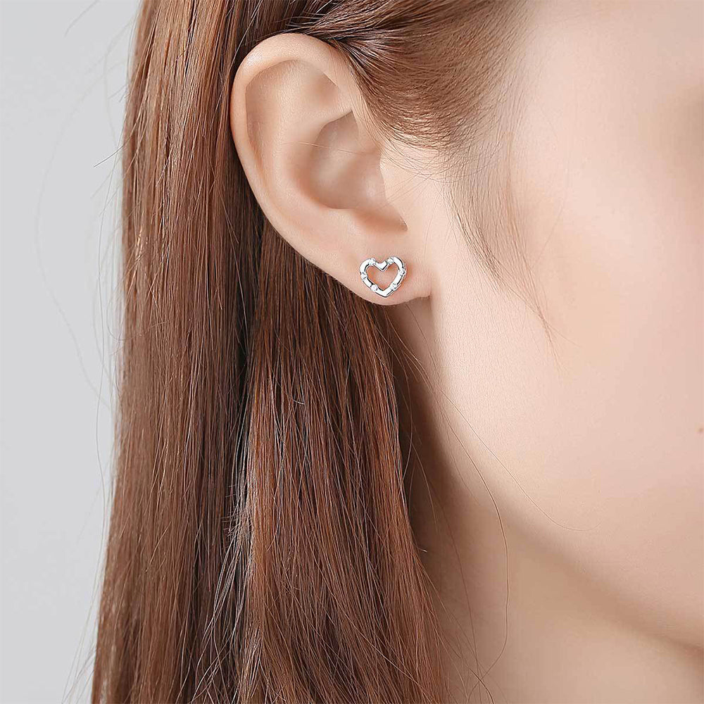925 Sterling Silver Heart Earrings Fashion Jewelry Gift for Women Girls