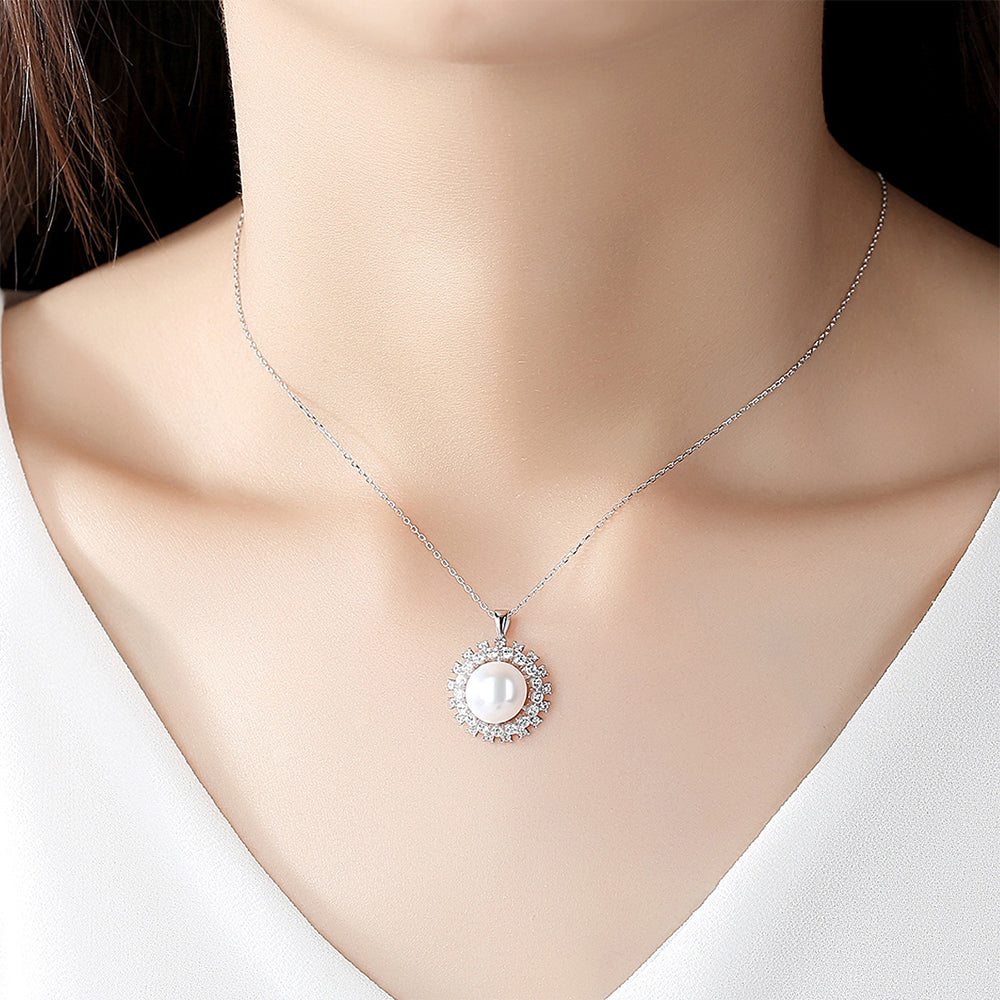 925 Sterling Silver Natural Pearl Drop Necklace Fashion Jewelry Gift for Women Girls