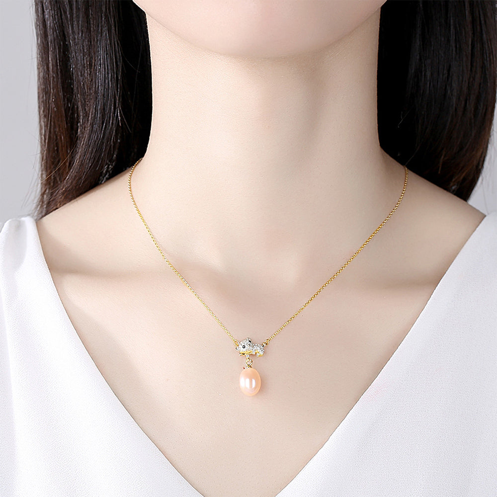 925 Sterling Silver Natural Pearl Drop Necklace Fashion Jewelry Gift for Women Girls