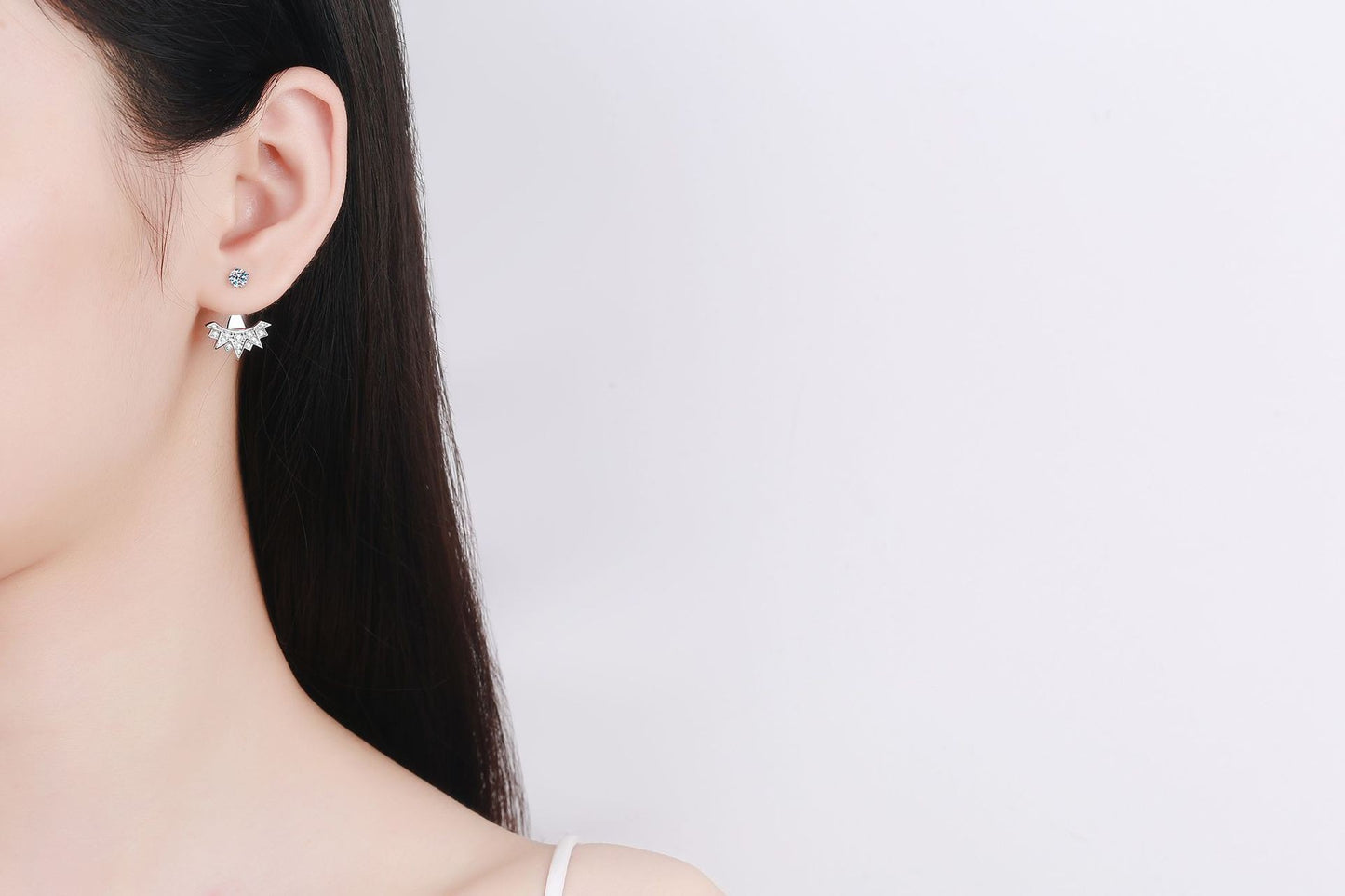 925 Sterling Silver Moissanite Crown Stud Earrings