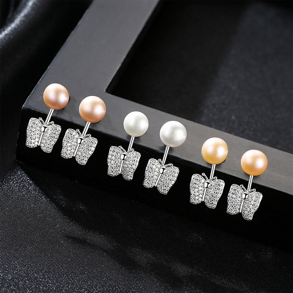 Pendientes colgantes de perla natural de plata de ley 925, joyería de moda, regalo para mujeres y niñas.