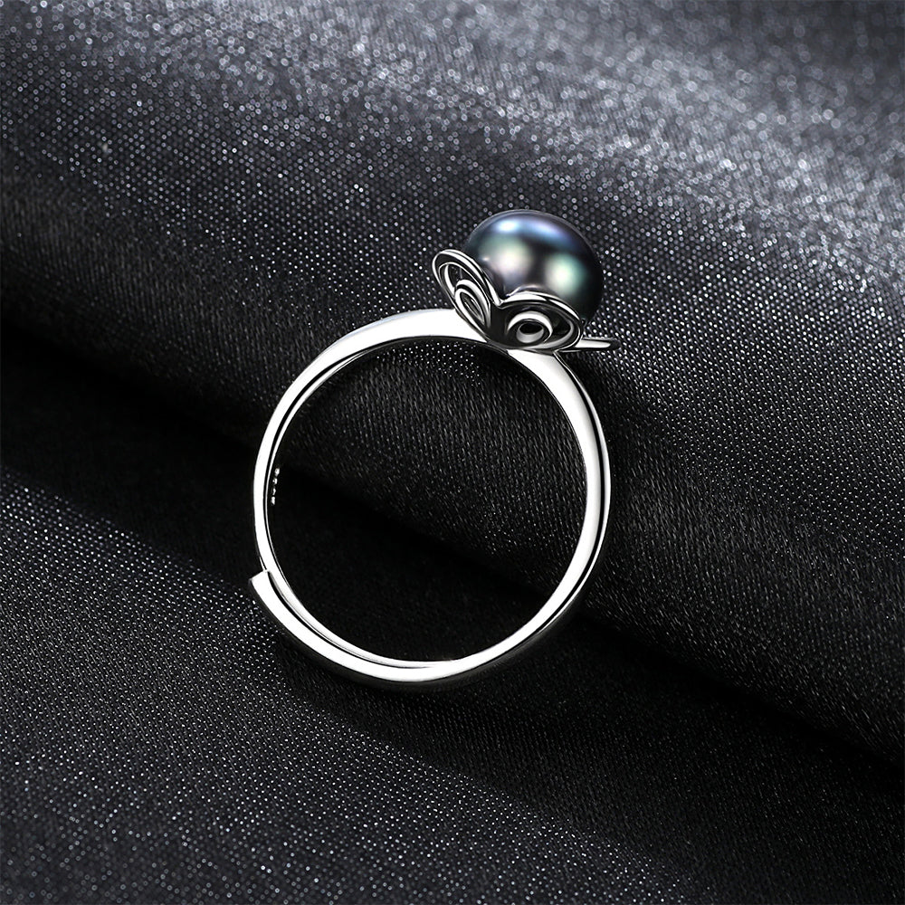 925 Sterling Silver Natural Pearl Ring Fashion Jewelry Gift for Women Girls