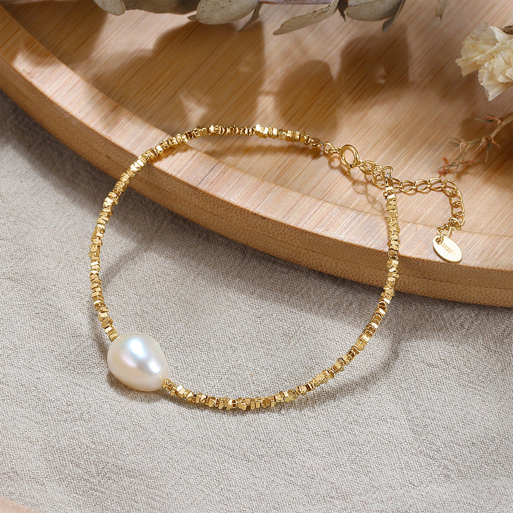 925 Sterling Silver Pearl Bracelet Fashion Jewelry Gift for Women Girls