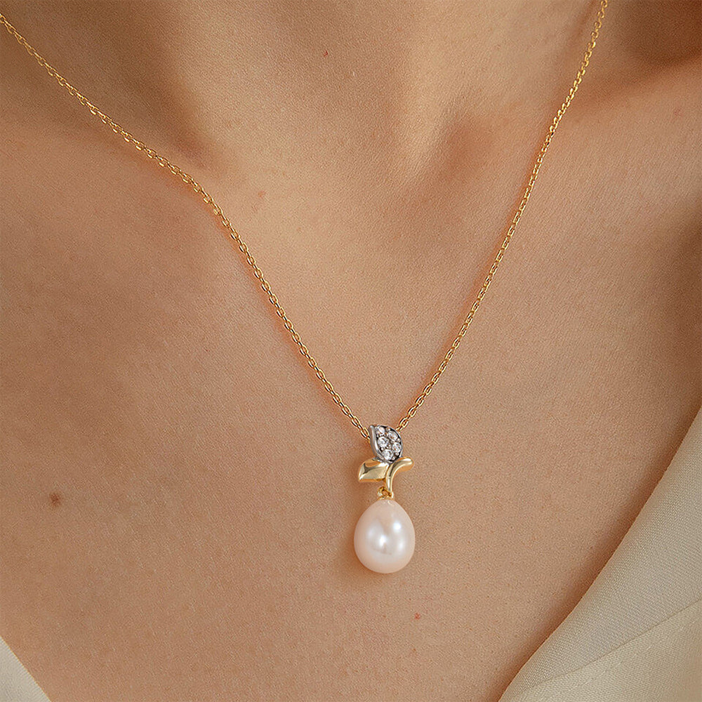 925 Sterling Silver Natural Pearl Necklace Fashion Jewelry Gift for Women Girls