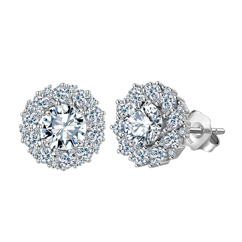 925 Sterling Silver Big Zircon Earrings