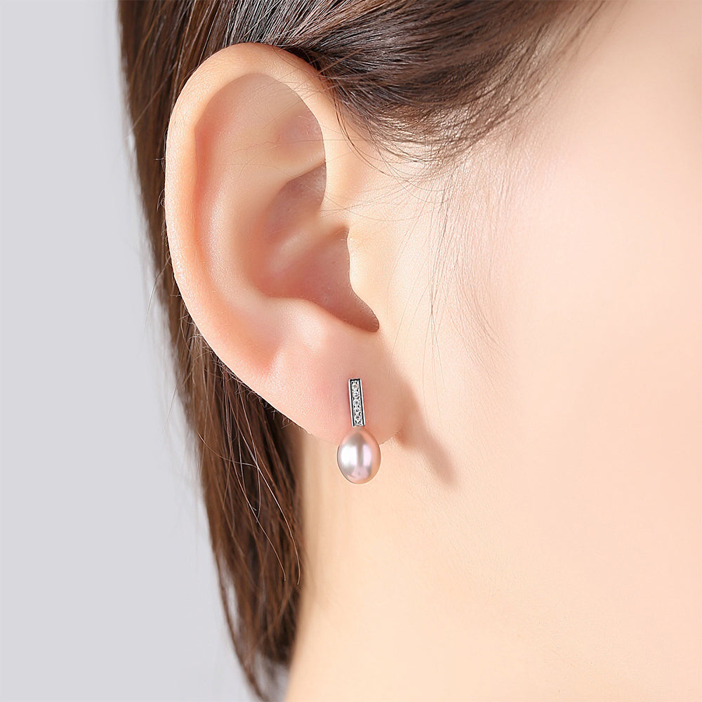 925 Sterling Silver Natural Pearl Drop Earrings Fashion Jewelry Gift for Women Girls