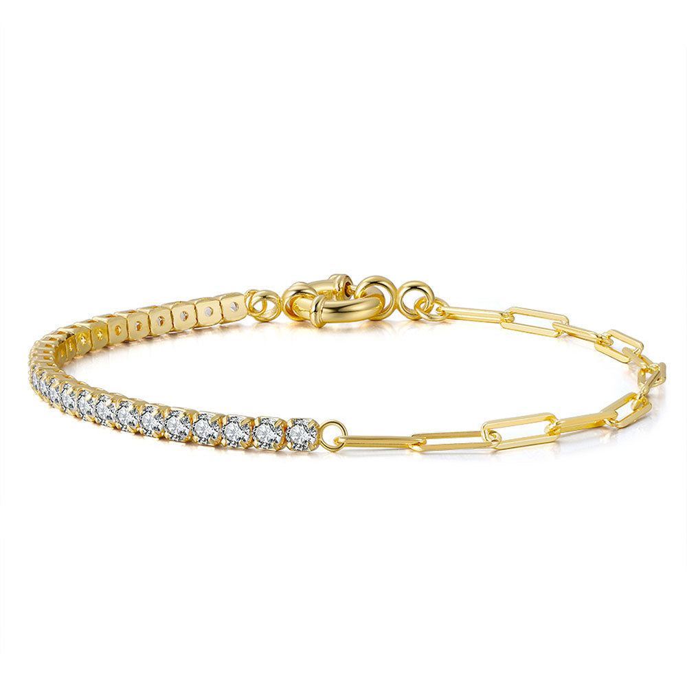 925 Sterling Silver Tennis and Chain Bracelet